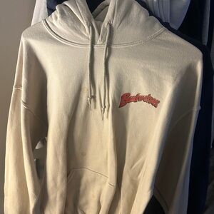 Source Unknown Cream Hoodie with Red Logo